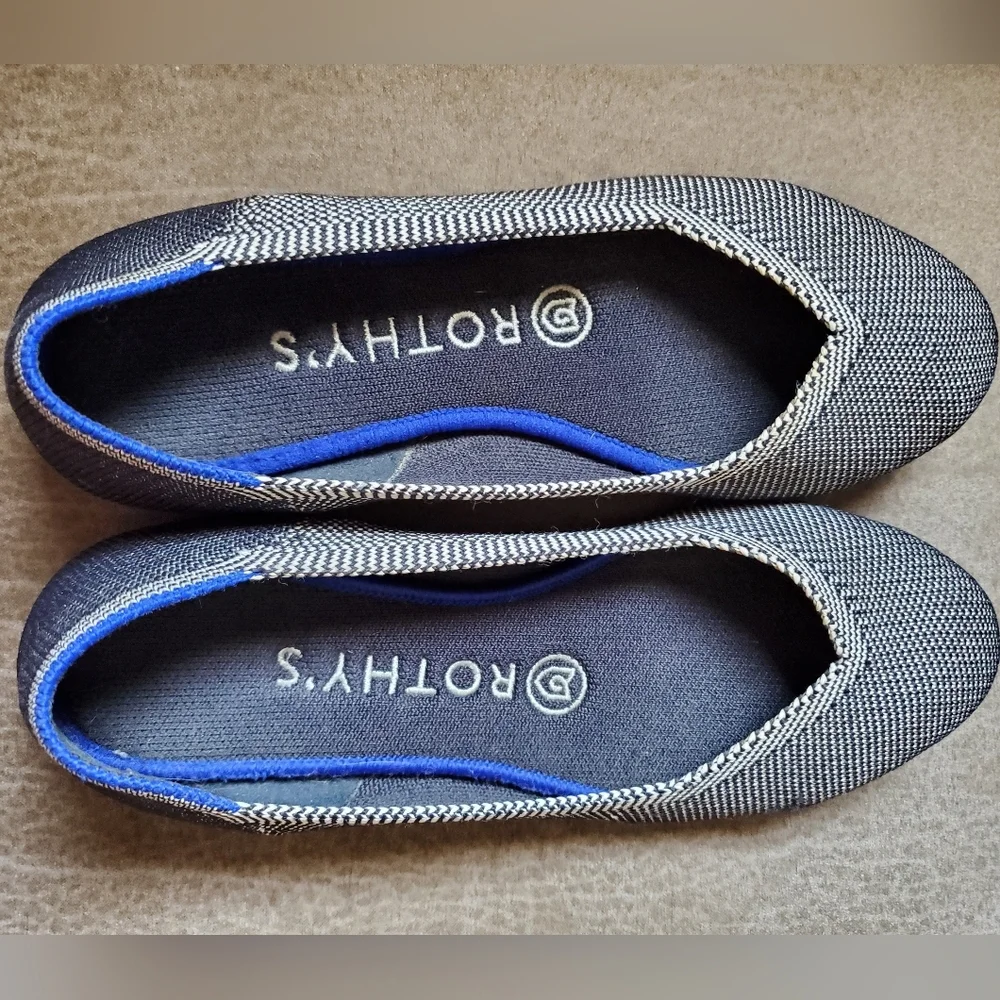 Rothy's The Flat Sz 6 Shoes Cloud Gray Birdseye Solid Round Toe Ballet Slip On